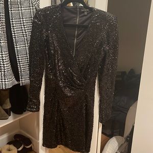 Express black sequins dress